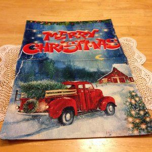 Christmas Garden Flag with farmhouse truck, nwot